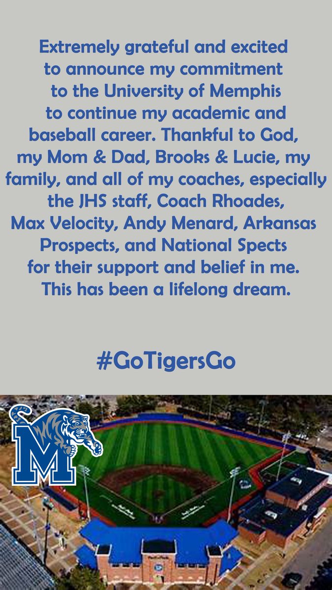 luke_weatherley's tweet image. Committed! @MemphisBaseball @CaneBSB @PrepBaseballAR @PG_Scouting @PerfectGameUSA @toddrhoades3 @maxvelocitybsb @PitchingCoachC 
@ChrisHudgison @TheSunJonesboro @jweatherley21 @JulieWeatherley @BrooksLeach4 @WarrenDeanW @ARPrepSports @KBoBaseballGuru 
@ARPROSPECTS…