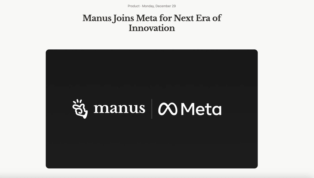 Meta acquired <a href="/ManusAI/">Manus</a>. Not a model company, they acquired an environment company, and the distinction is important. 

I have a solid argument favoring that intelligence cannot exist in isolation. It cannot be dissociated from the context and environment in which it
