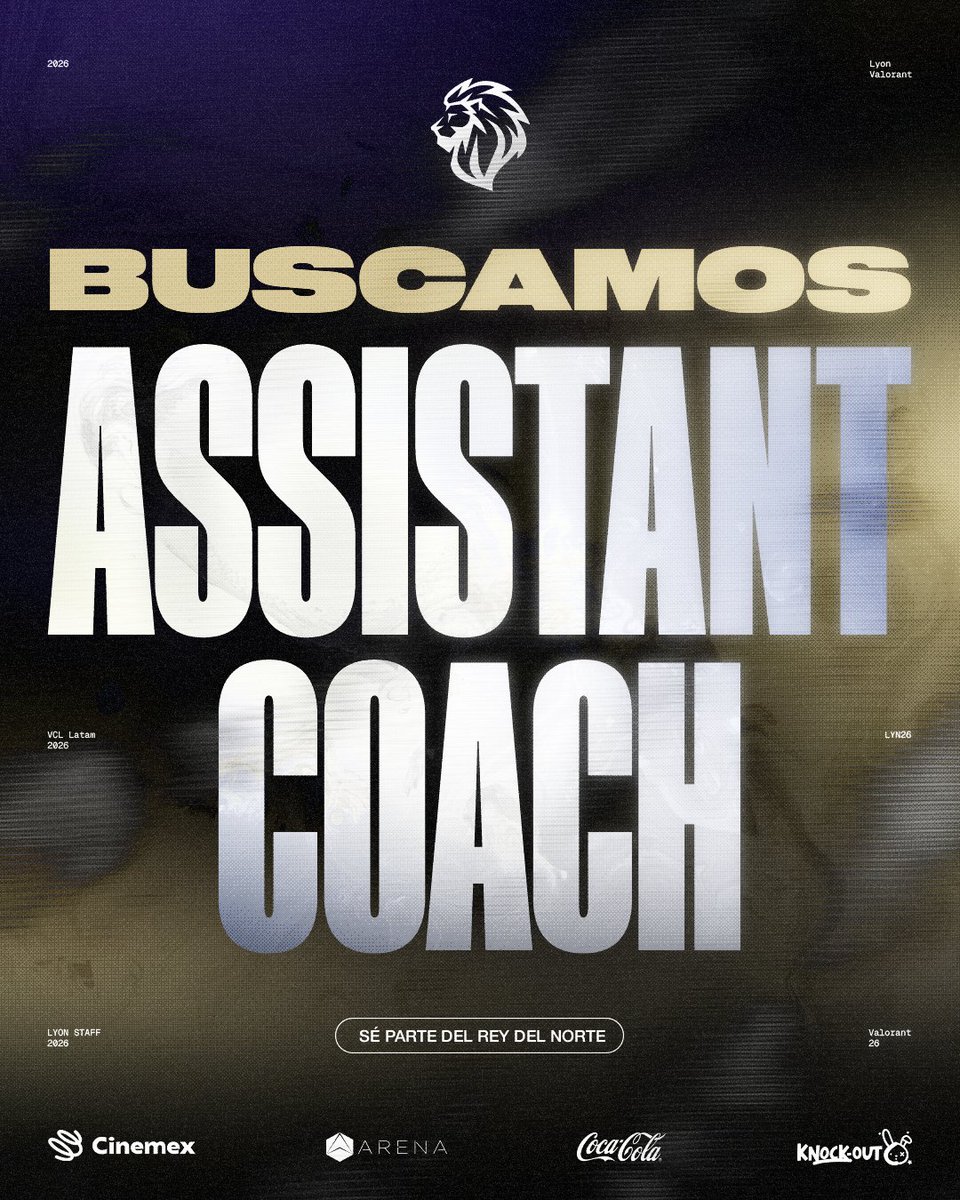 ¡Te estamos buscando! 🫵

Estamos en la búsqueda de un Assistant Coach para sumar a nuestro equipo de VALORANT

Si quieres postular, solo debes completar este formulario para poder ser tenido en cuenta 👉  bit.ly/LYON-Assistant…

Sumate al REY DEL NORTE #SomosLAN