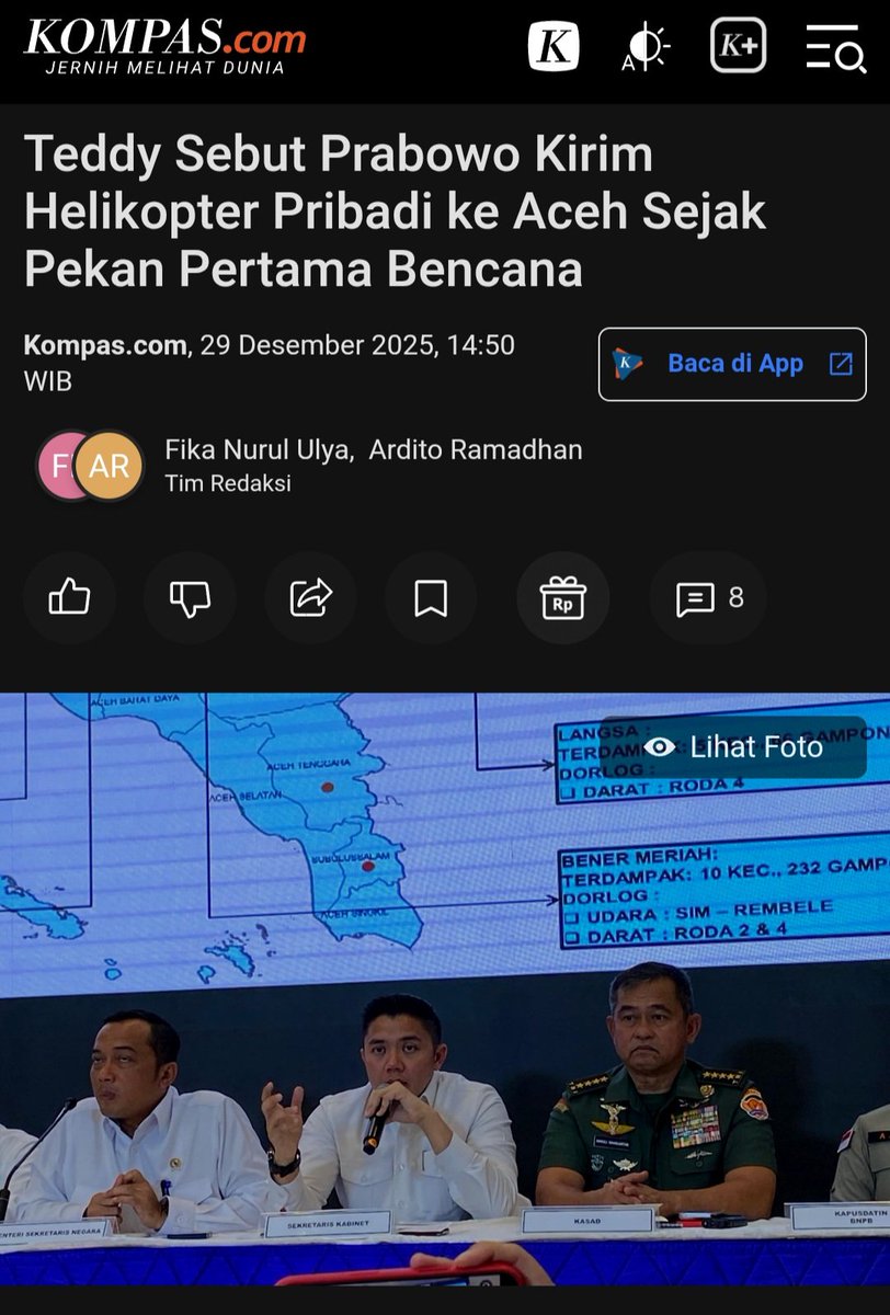ferizandra's tweet image. Teddy sebut Prabowo kirim helikopter pribadi ke Aceh sejak pekan pertama bencana...

Btw, Laporan Harta Kekayaan Penyelenggara Negara (LHKPN) tahun 2025 atas nama Prabowo cuman mencantumkan kepemilikan 7 mobil dan sebuah motor... gak ada helikopter pribadi...

Jadi mana yg gak…