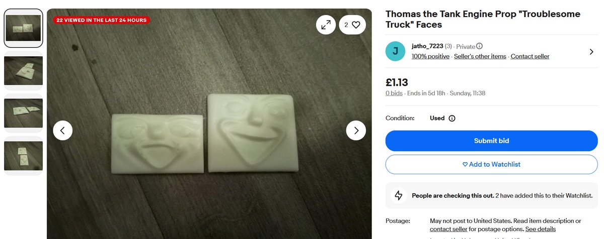 DigDugtrio's tweet image. BUYER BEWARE: eBay seller jatho_7223 is selling Thomas character face casts as if they are production-made pieces.

This is misleading and false. They are newly made casts of faces that have been publicly circulating for years and they appear to be impersonating a crew member.