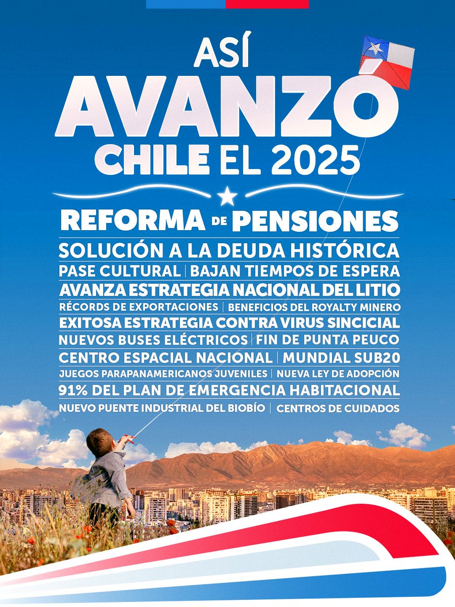 Todo Chile avanza con obras concretas 🇨🇱✨

Cerramos el año demostrando que cuando hay compromiso, Chile crece, avanza y es más justo que ayer.

Con resultados visibles y proyectos que mejoran la vida de las familias en cada uno de los territorios, logramos lo que parecía