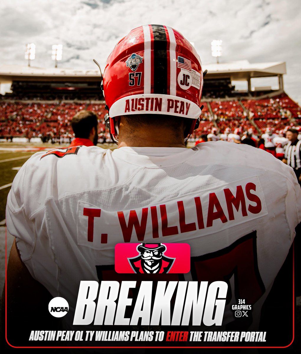 314Graphics's tweet image. BREAKING: Austin Peay OL Ty Williams plans to enter the NCAA Transfer Portal, he tells me.
-
The 6’4”, 309-lb redshirt sophomore played in 11 games with the governors, making eight starts across both right and left tackle. He will have two years of eligibility remaining.
-…