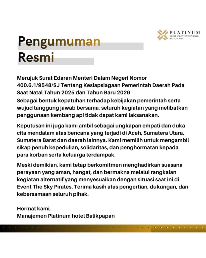 Malam Tahun Baru di Balikpapan tanpa pesta kembang api