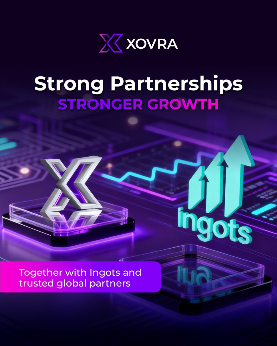 xovraofficial's tweet image. 🤝 Strong Partnerships. Stronger Growth. 🚀

Together with Ingots and trusted global partners, XOVRA builds a powerful foundation for secure, scalable, and sustainable growth — worldwide. 🌍

#XOVRA #TrustedPartnerships #FintechInnovation #CryptoEcosystem #DeFi