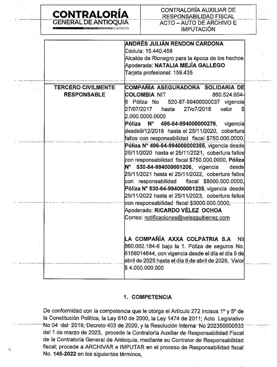 miguelgutierce's tweet photo. #ATENCIÓN 🚨 | La Contraloría general acaba de formular cargos por responsabilidad fiscal contra Andrés Julián Rendón, gobernador de Antioquia, y otros implicados, entre ellos el exalcalde de Rionegro Rodrigo Hernández, por presunta corrupción en un contrato de 34 mil millones de pesos de una ciclo ruta en el oriente. 

Un golpe duro para el gobernador, al que además se le suma una imputación de cargos por parte de la Fiscalía General.

Un mandatario que siempre ha estado rodeado por un manto de dudas sobre su honestidad. 

Ojalá responda, y de la cara. 

¿Ahora a quien le van a echar la culpa ?