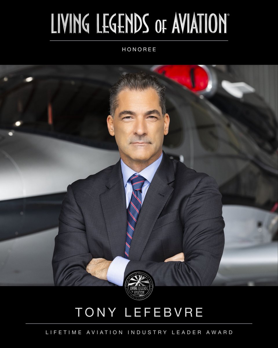 AviationAwards's tweet photo. We are honored to present Tony Lefebvre, CEO of Signature Aviation, with the Lifetime Aviation Industry Leader Award.

With more than 25 years in aviation — from key leadership roles at Spirit Airlines and American Airlines to guiding Signature’s global network of over 200 locations — Tony has helped shape the modern landscape of aviation services and hospitality.

Please join us in recognizing his outstanding leadership and lasting impact on our industry.

#LivingLegendsofAviation #SignatureAviation #AviationLeadership #BusinessAviation