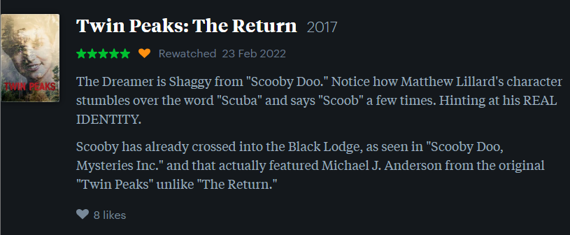 Fanarnable's tweet photo. Letterboxd is a place for me to exercise my OCD tendencies with film viewing AND a good place to get some of my bullshit comedy out.

(I actually have pretty severe OCD, this is not ableism) https://t.co/yIoyQJU5au
