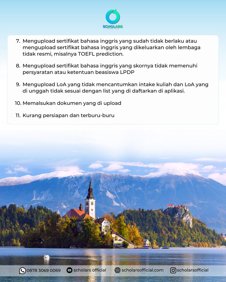 scholars_ig's tweet image. Kesalahan kecil bisa bikin gagal besar di LPDP.
 Dari seleksi administrasi, TBS, sampai wawancara, banyak pendaftar tumbang karena hal yang sama.
 Jangan sampai kamu ngelakuin ini ya!!!
#beasiswalpdp #lpdp2026 #pejuanglpdp #tesbakatskolastik #wawancaralpdp #seleksiadministrasi