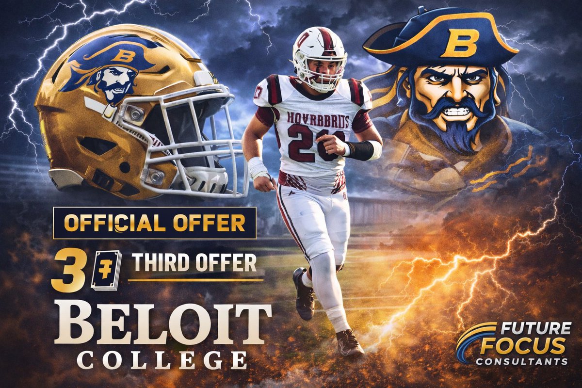 🚨🔥 OFFICIAL OFFER ALERT — 3️⃣ 🔥🚨

Momentum is building.

Future Focus Consultants would like to congratulate Tyson Jordan (Class of 2026 | EDGE / OLB) on earning his THIRD collegiate offer, this time from @BeloitBuccaneersFB 🏴‍☠️💛
We appreciate <a href="/CoachLanghoff/">Kyle Langhoff</a> and