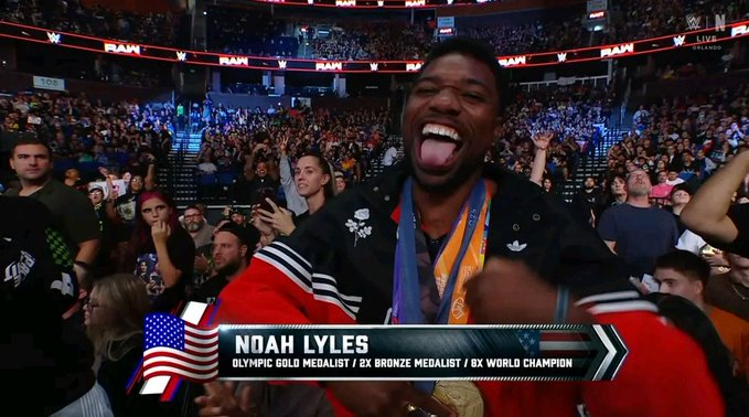 WWEAEWRumors's tweet image. Noah Lyles in the crowd

#WWERaw