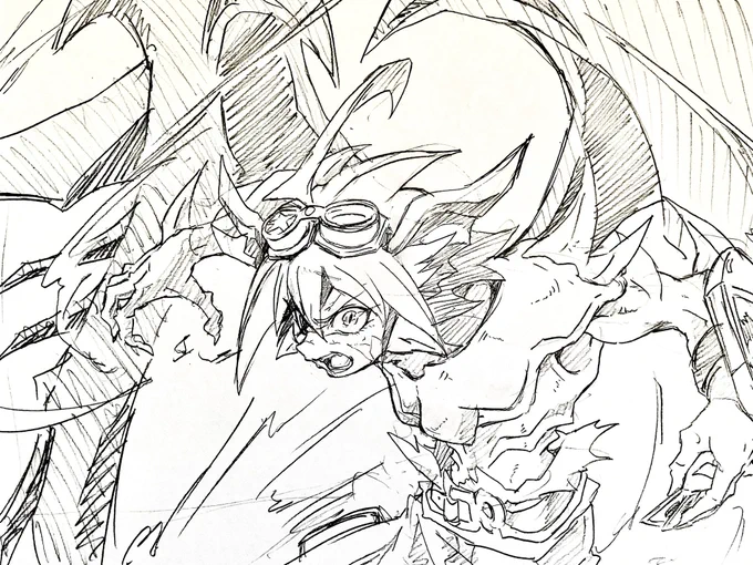 アニメ本編のズァークがビジュアル的にもっとカッコよく見えてたらなあと考えながらのズァーク落書き 