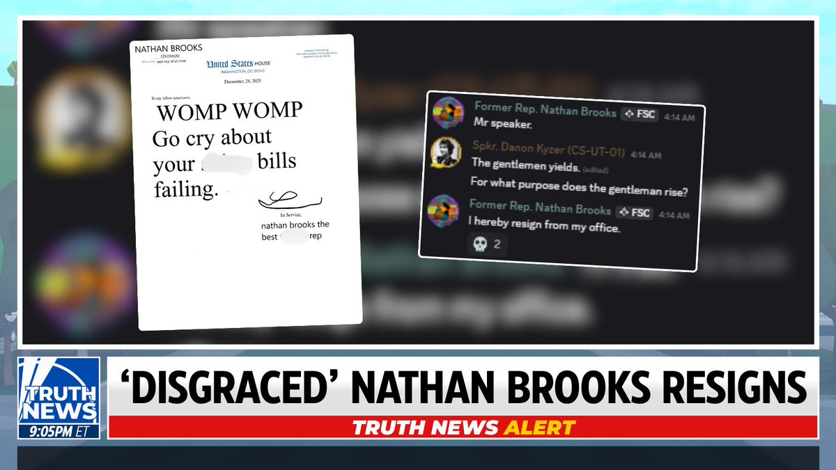 🚨 NEWS ALERT: 'Disgraced' representative Nathan Brooks has resigned from the House.