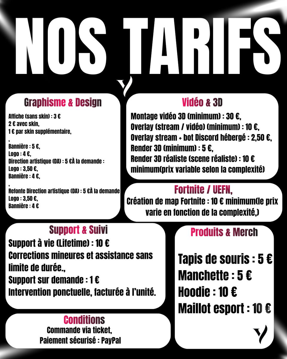 BIENVENUE ChezYokoEsport / Studio

Pour Toute Commande Veuillez Crée un Ticket Sur Notre Serveur

discord.gg/mtXWTsvstP