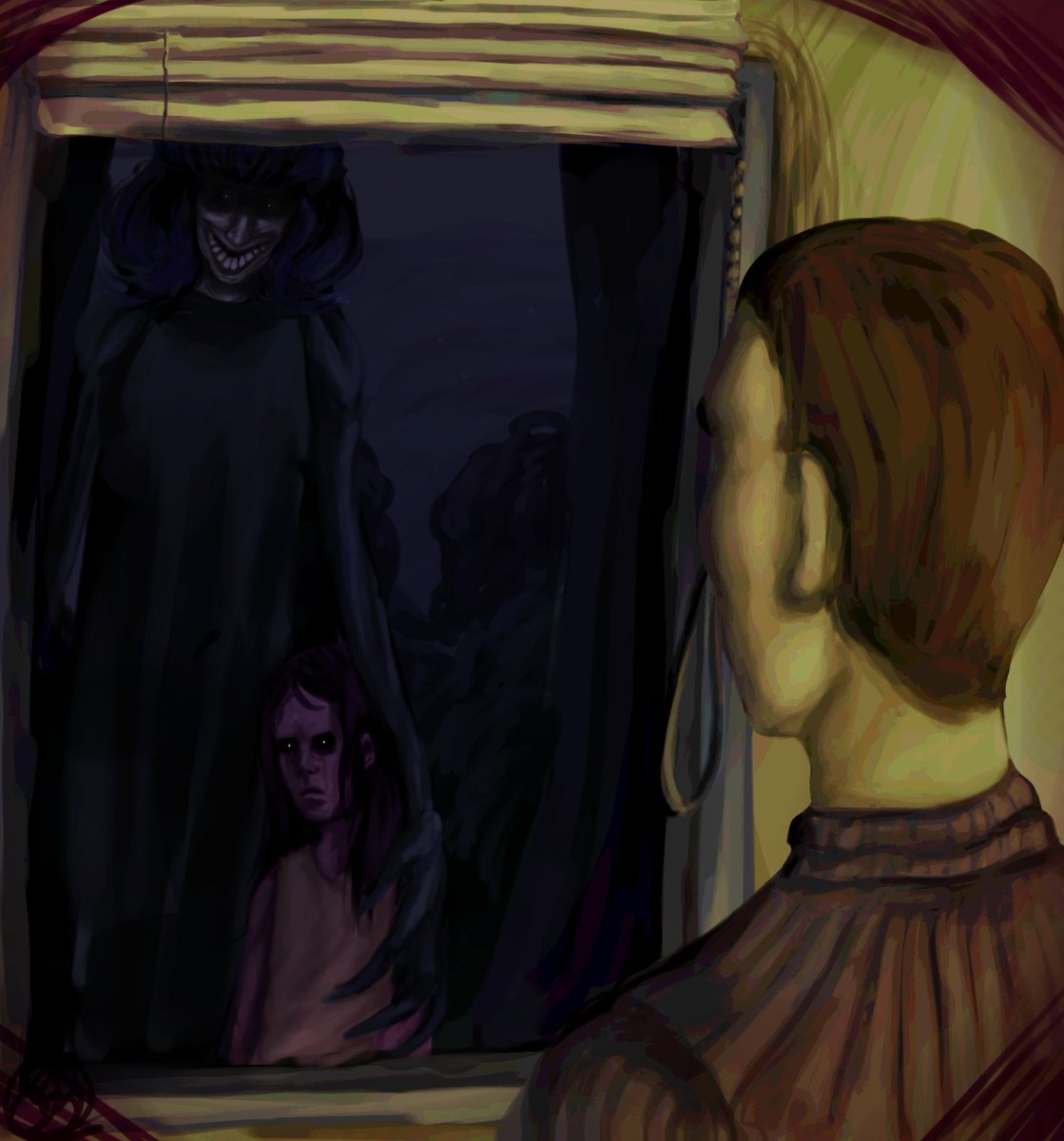 Silly explanation: The woman holding Intruder's shoulder, and who appears in the picture is Griselle! :-))
#noimnotahuman #ninah