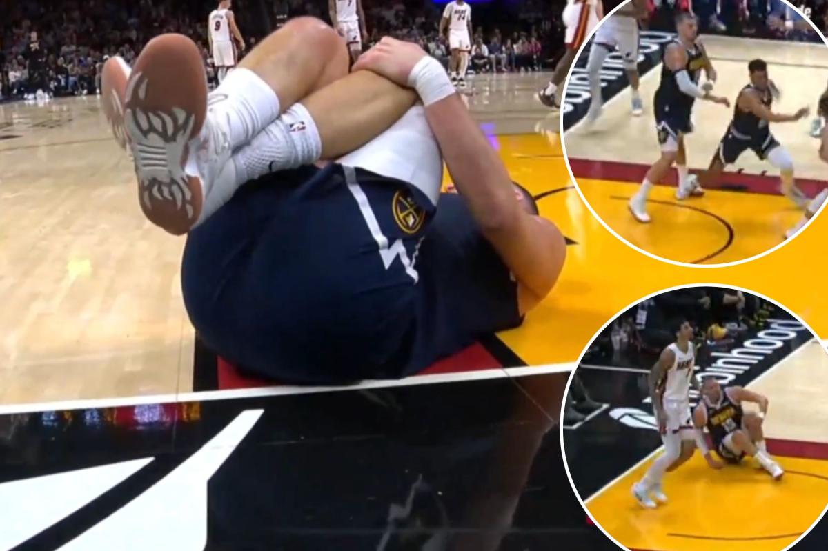 Nuggets’ Nikola Jokic crumbles to ground with scary-looking knee injury trib.al/5uBSgFv