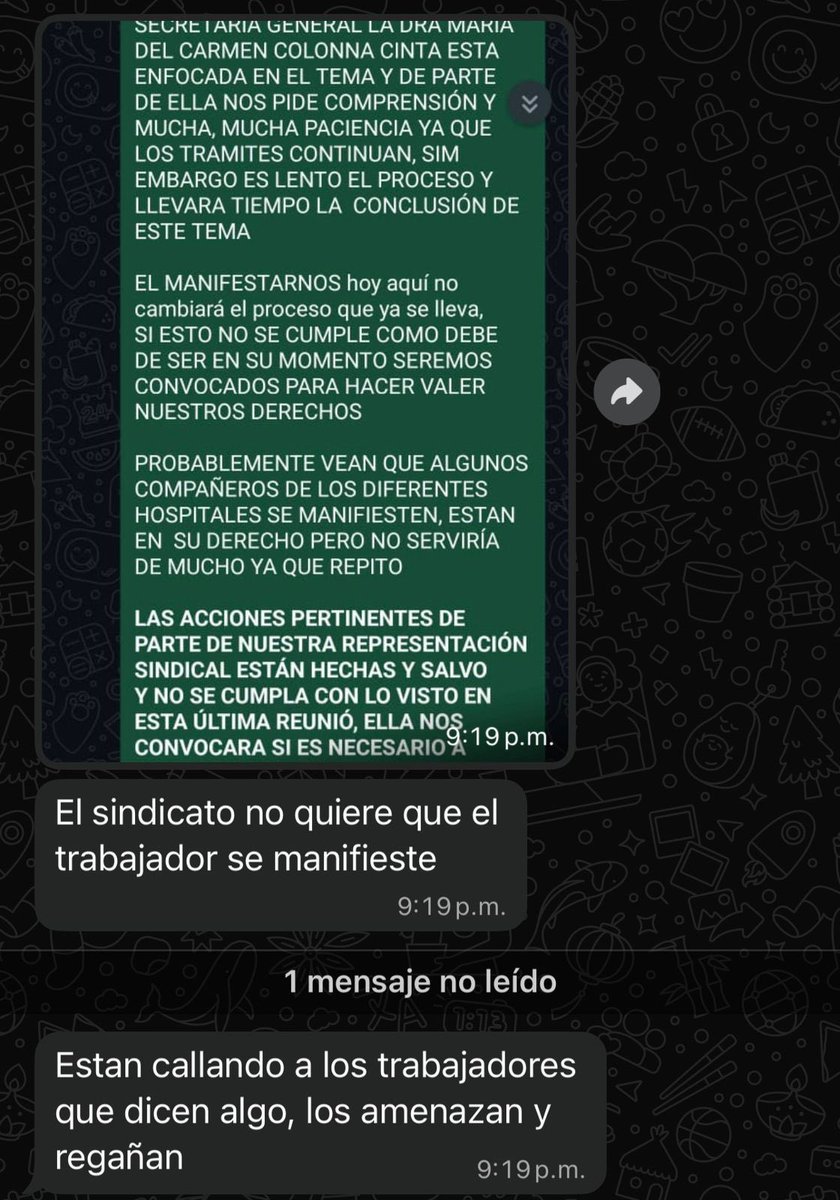 El sindicato indica a los trabajadores en #Veracruz que no hagan nada para manifestarse ni reclamar su pago al gobierno de la gobernadora <a href="/rocionahle/">Rocío Nahle</a>.

Están callando a los trabajadores que alzan la voz; los amenazan y los regañan.

Los trabajadores están adheridos a la FSTSE