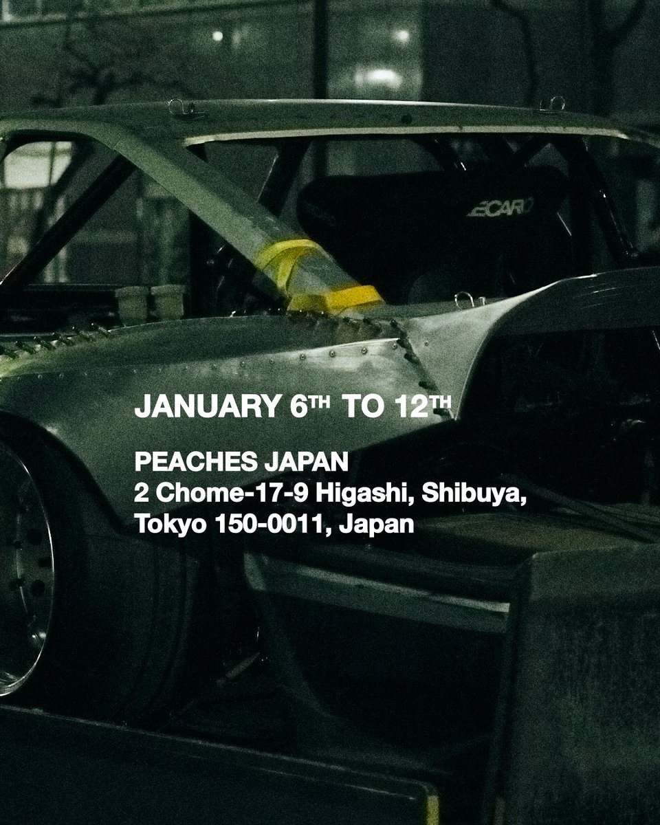Our 2026 pop up features work by @masaru2236 of Ishikawa Body, in collaboration with @peachesjapan.garage 🏁

See it during TAS week, January 6th to 12th at Peaches Japan.
