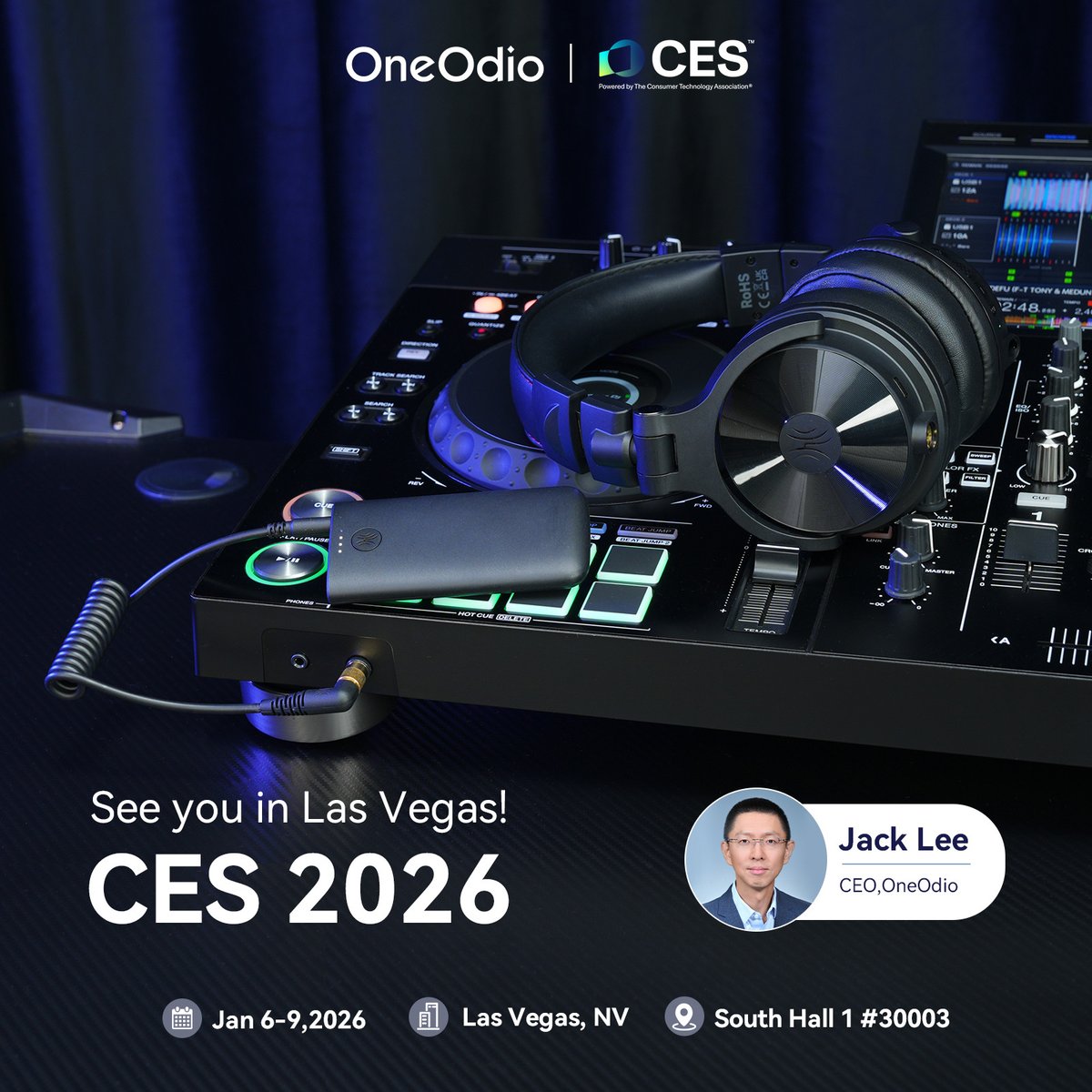 OneOdio is heading to CES 2026. Our CEO Jack Lee will meet global partners in Las Vegas to shape audio's future.

📍 South Hall 1 — Booth #30003
📅 Jan 6-9

Every conversation aims for one thing: better sound for you. Stay tuned for 2026.
-
-
-
#OneOdio #CES2026 #FutureOfAudio