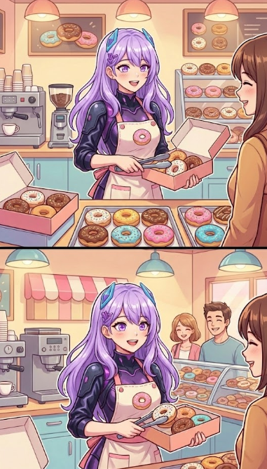 phedranico's tweet image. When your donut lady is just as sweet as the treats! How could I possibly say no to that smile? 
@DonutAI 
🍩💖 #DonutShop #Kawaii #MorningVibes