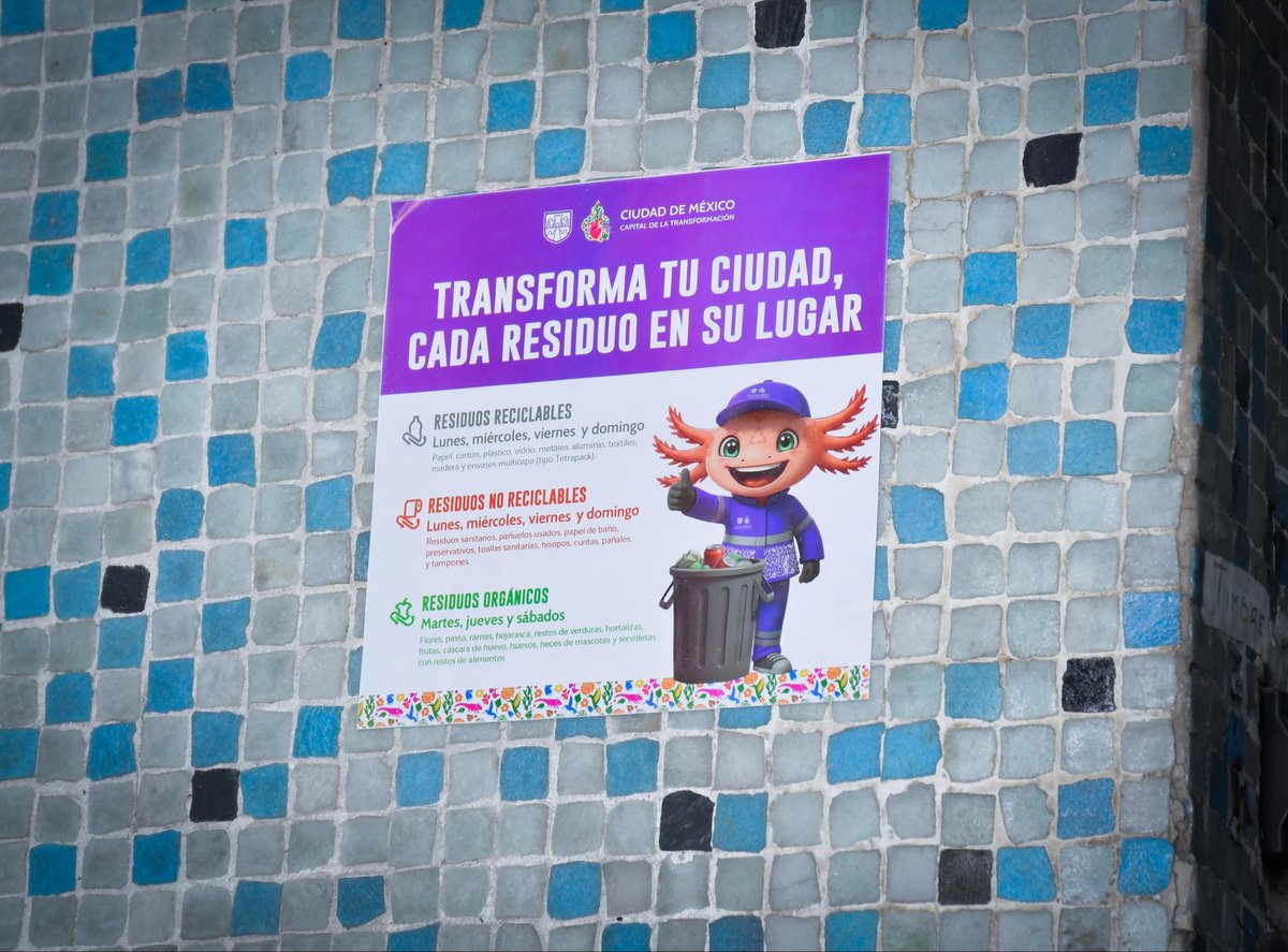 AzcapotzalcoMx's tweet photo. ♻️ Cada residuo en su lugar.
Hoy, en el Parque de la #Prohogar, la Jefa de Gobierno @ClaraBrugadaM y nuestra alcaldesa @NancyNunezmx encabezaron el arranque de la nueva separación de residuos en la CDMX.
A partir del 1 de enero de 2026, cambia la forma en que se recolecta la basura y en Azcapotzalco ya estamos listos para hacerlo bien desde casa:
🟢 Orgánicos
Restos de comida, poda y jardinería
📆 Martes, jueves y sábado
🔘Inorgánicos reciclables
Papel, cartón, vidrio, PET, aluminio y metales
📆 Lunes, miércoles, viernes y domingo
🟠Inorgánicos no reciclables
Pañales, colillas y residuos sanitarios
📆 Lunes, miércoles, viernes y domingo
Separar correctamente es parte de cómo estamos transformando Azcapotzalco, colonia por colonia, hacia una ciudad más limpia, ordenada y con bienestar.
#BienestarParaElPueblo