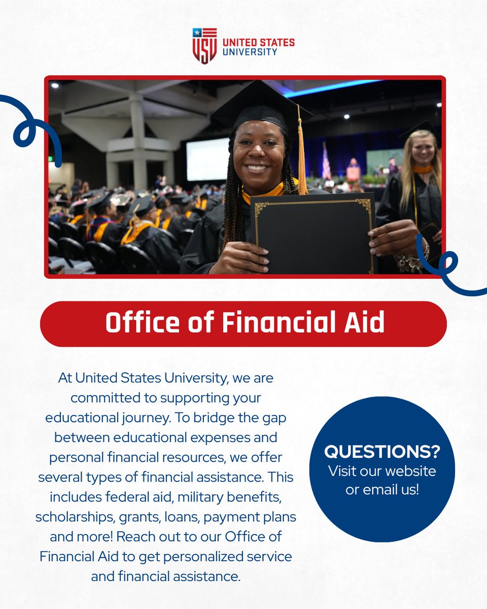 usuniversity's tweet photo. 🎓 Your goals are within reach!
Let our Financial Aid team help you find the best path forward! 
#USU #FinancialAid #StudentSuccess https://t.co/jBxaXxrqpd