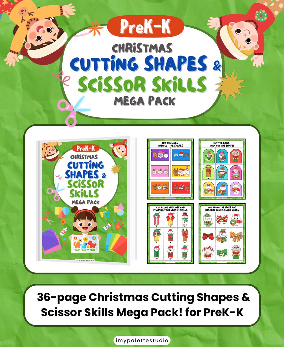 imypalettex's tweet photo. 🎅Get Christmas fine motor cutting pages designed for Pre-K–K daily routines ✂️

AVAILABLE NOW ON TPT
🔗 https://t.co/L7IuMBpjXg

#TPT #imypalettestudio #DailyRoutines #PreKKindergarten #FineMotorDevelopment #ScissorPractice #HolidayLearning https://t.co/xZPPB46vKc