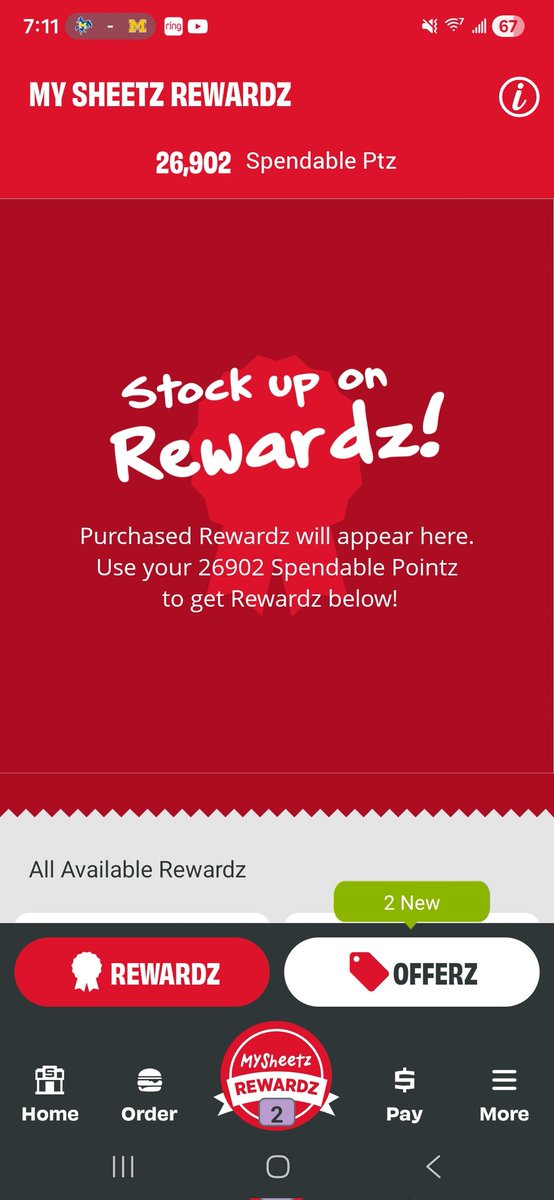 Mattjferris19's tweet photo. @sheetz bring back the parking spot in the rewardz section so I can spend these points lol https://t.co/DTVk8YCwxx