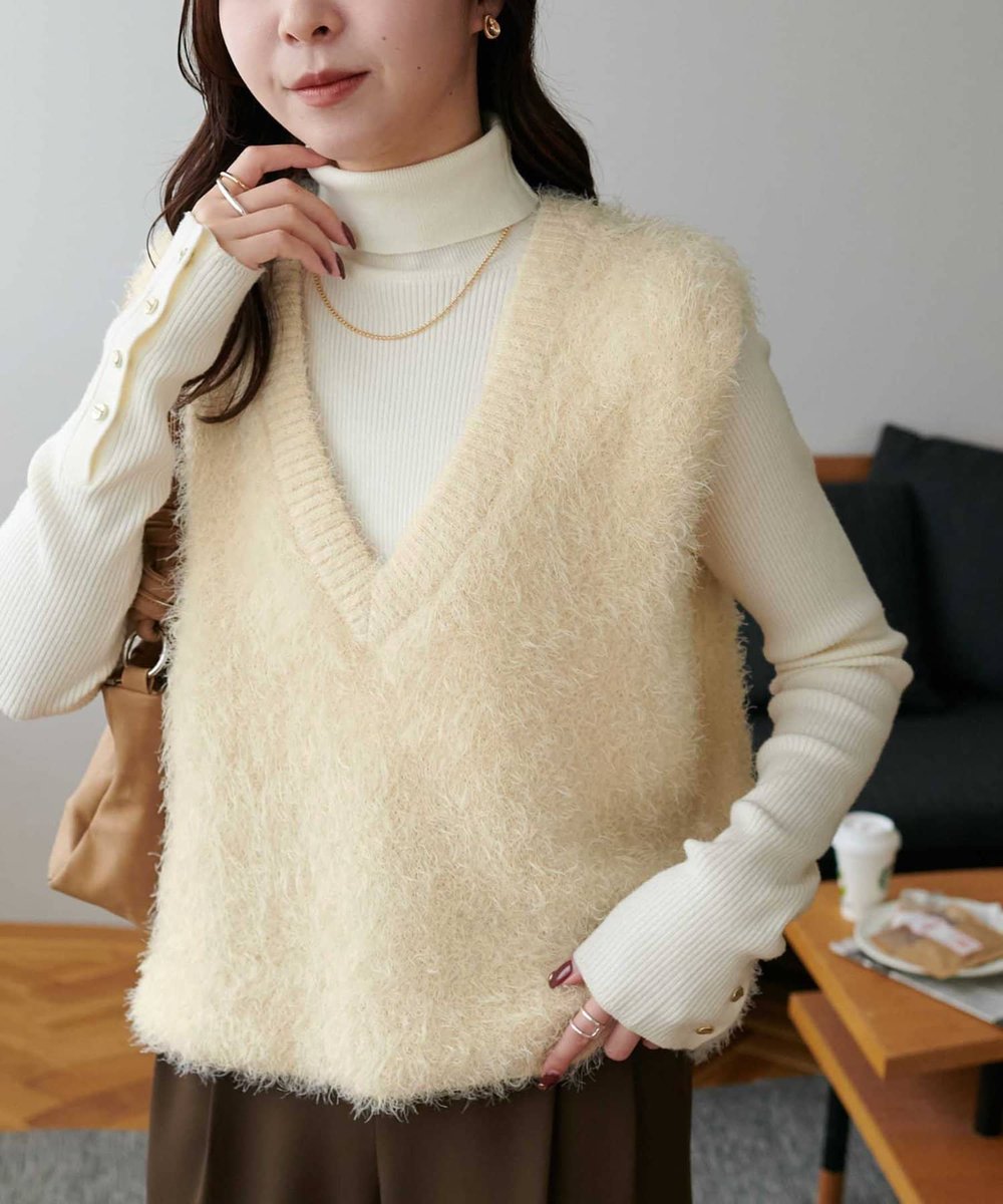 chico 金ボタンシャギーミディジャケットコート チコ Chico シャギー