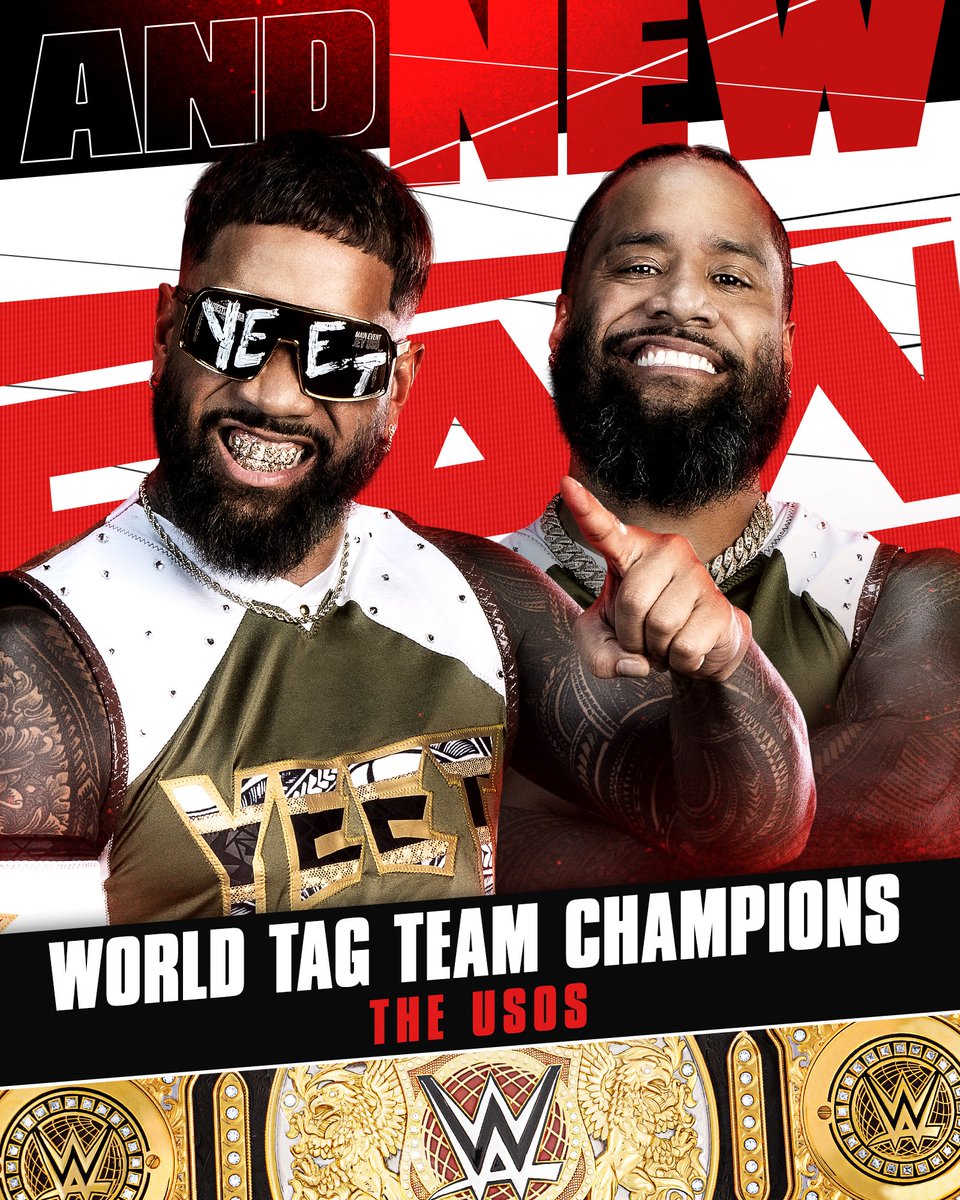 WWE's tweet image. #ANDNEW WORLD TAG TEAM CHAMPIONS THE USOS!!! 😤

@WWEUsos