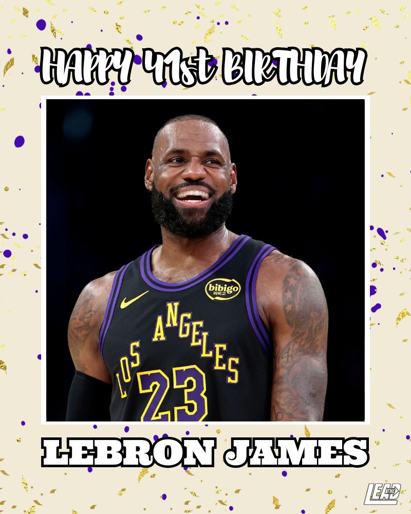 LakersLead's tweet photo. RT TO WISH LEBRON JAMES A HAPPY 41st BIRTHDAY 🎉🎂🥳 https://t.co/zcV5Xjug5G
