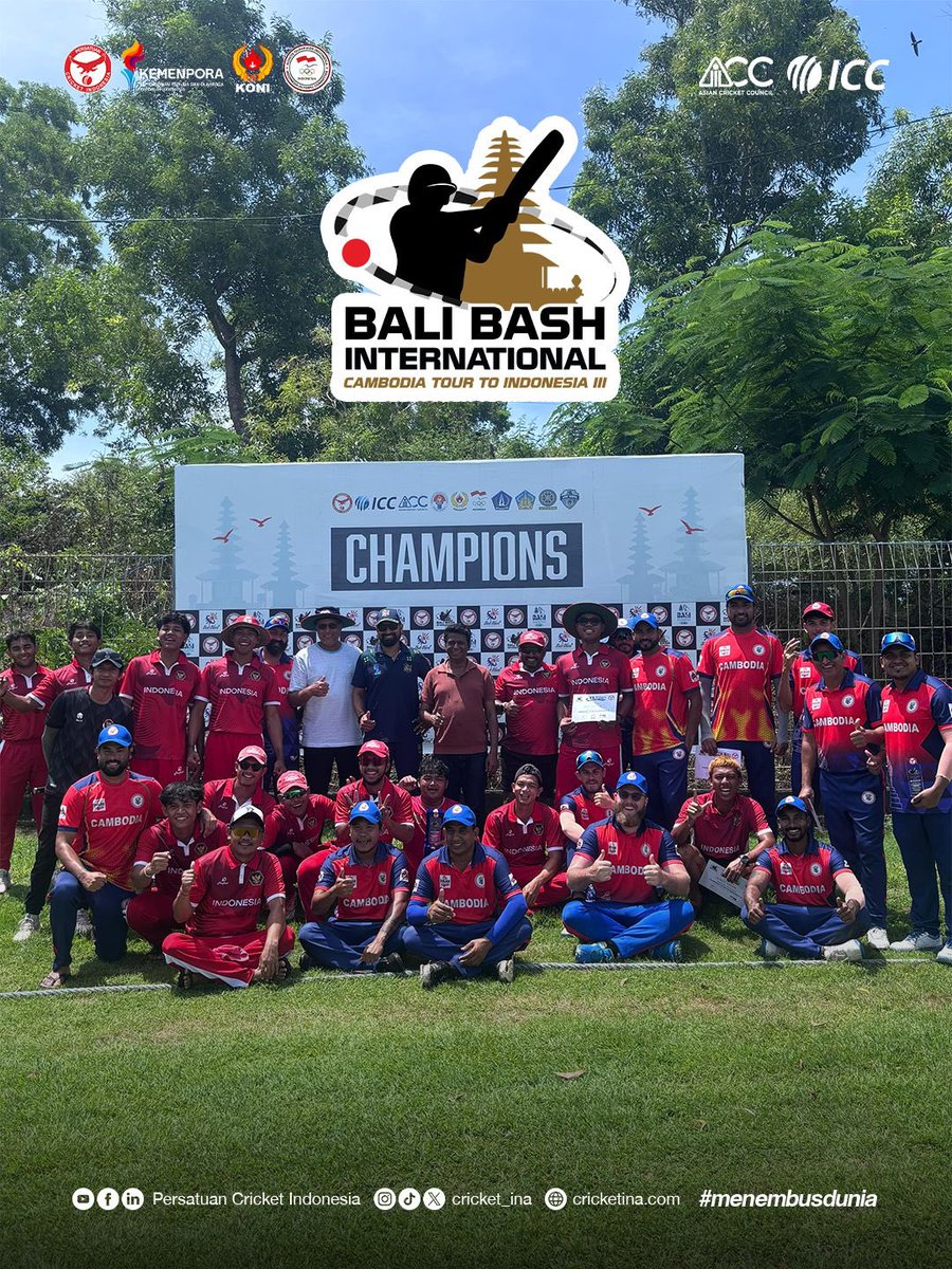 Abrar H. Shah 🇰🇭 shines as Player of the Tournament at Bali Bash International. Big moments, top performers, and respect to all. The journey continues.
#Champions #BaliBashInternational #CricketIndonesia #MenembusDunia 🏏