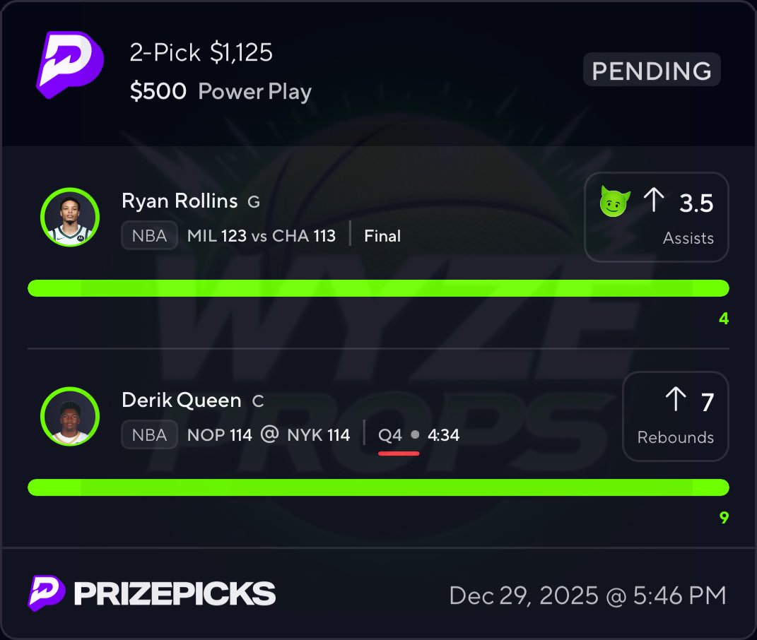 I GOT $$$ FOR 5 LUCKY FOLLOWERS WHO LIKE/RT THIS TWEET 💰💚

CASH THE $1,125 PLAY !!! 🤯✅

POSTED IN VIP 📲 💣 

50% OFF VIP PLAYS ⬇️
dubclub.win/r/p/pri-mpt4x/…

#PrizePicks | #DailyFantasy