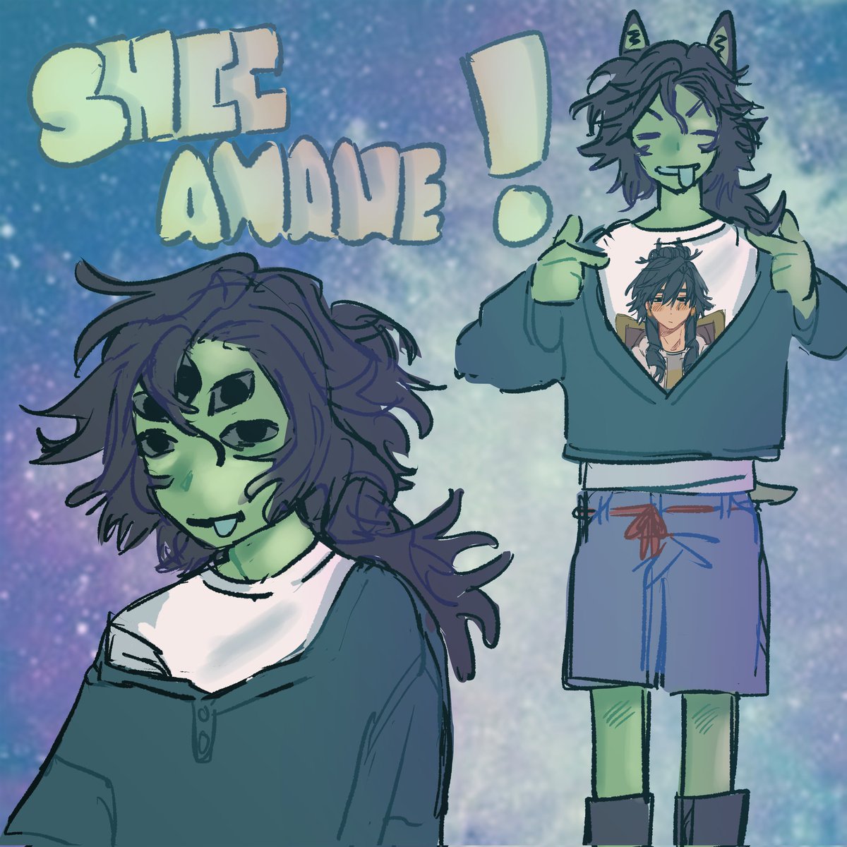 Virtualamane's tweet image. This is my persona btw guys
Its a 5 eyed alien dog thang