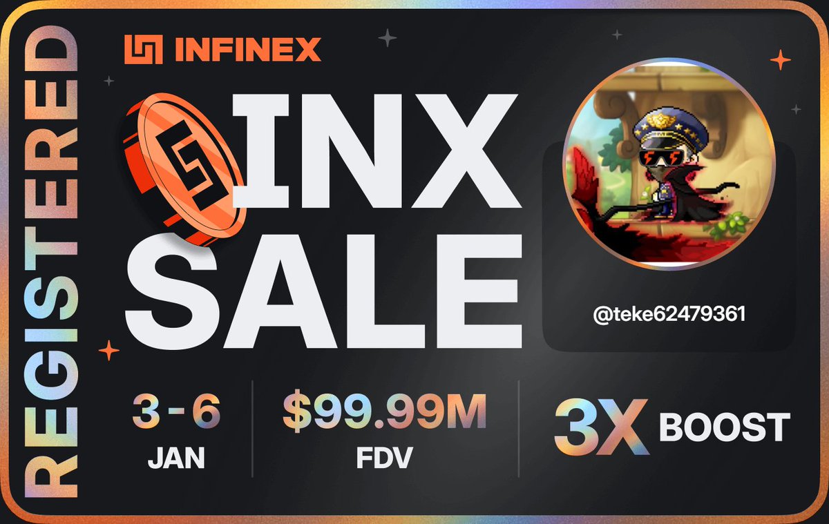 I'm registered for the <a href="/infinex/">Infinex</a> sale - $99.99M FDV, 3-6 Jan 2026