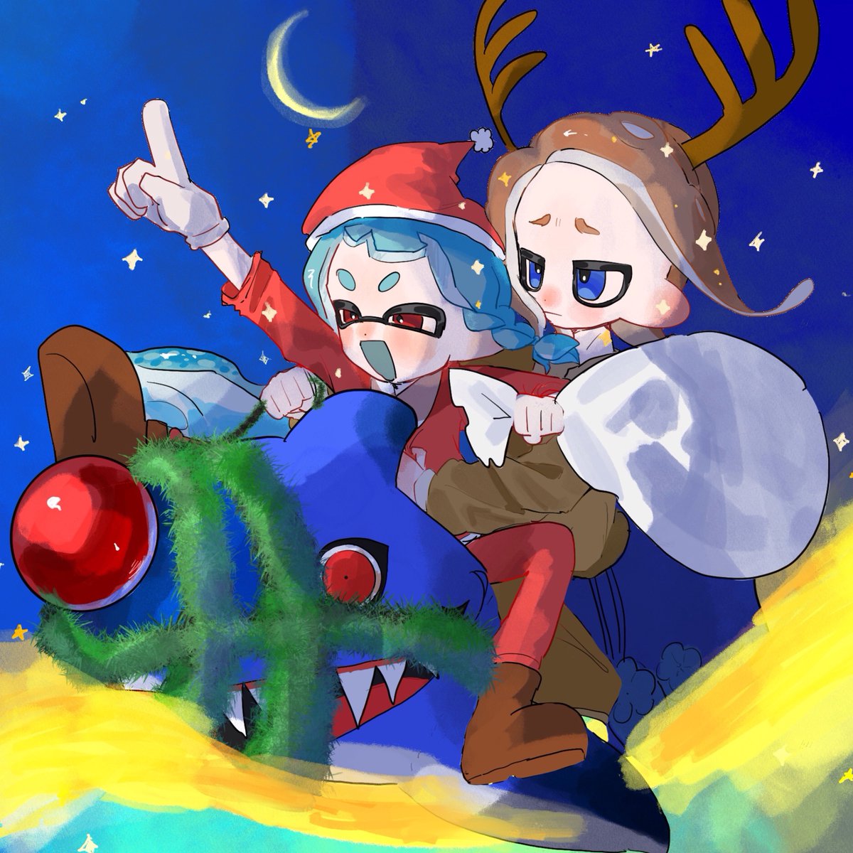 確認♫ヽ(゜∇゜ヽ)♪画像4枚 2025年自分が選ぶ今年の4枚 たくさん描けて楽しかったです🩵🧡