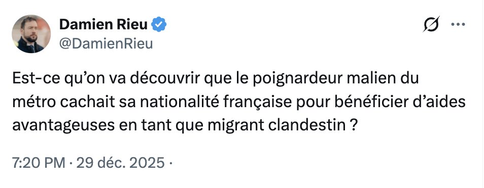 Alors là.

On pensait avoir vu toutes les acrobaties.

Mais celle-ci cela bat tous les records d'ineptie &amp; de déconnexion du réel.

(PS : Un étranger en situation *irrégulière* n'a droit à *aucune* aide sociale publique - type RSA, CAF, etc - sachant que l'AME n'en est pas une)