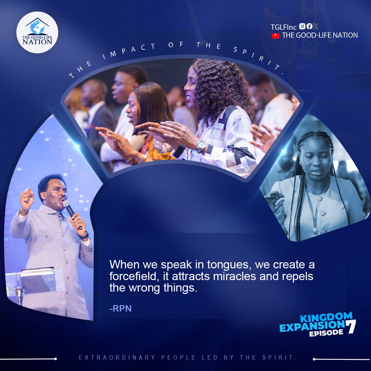 TGLFInc's tweet image. When we speak in tongues, we create a forcefield, it attracts miracles and repels the wrong things. -RPN 

#RPN 
#KingdomExpansion7