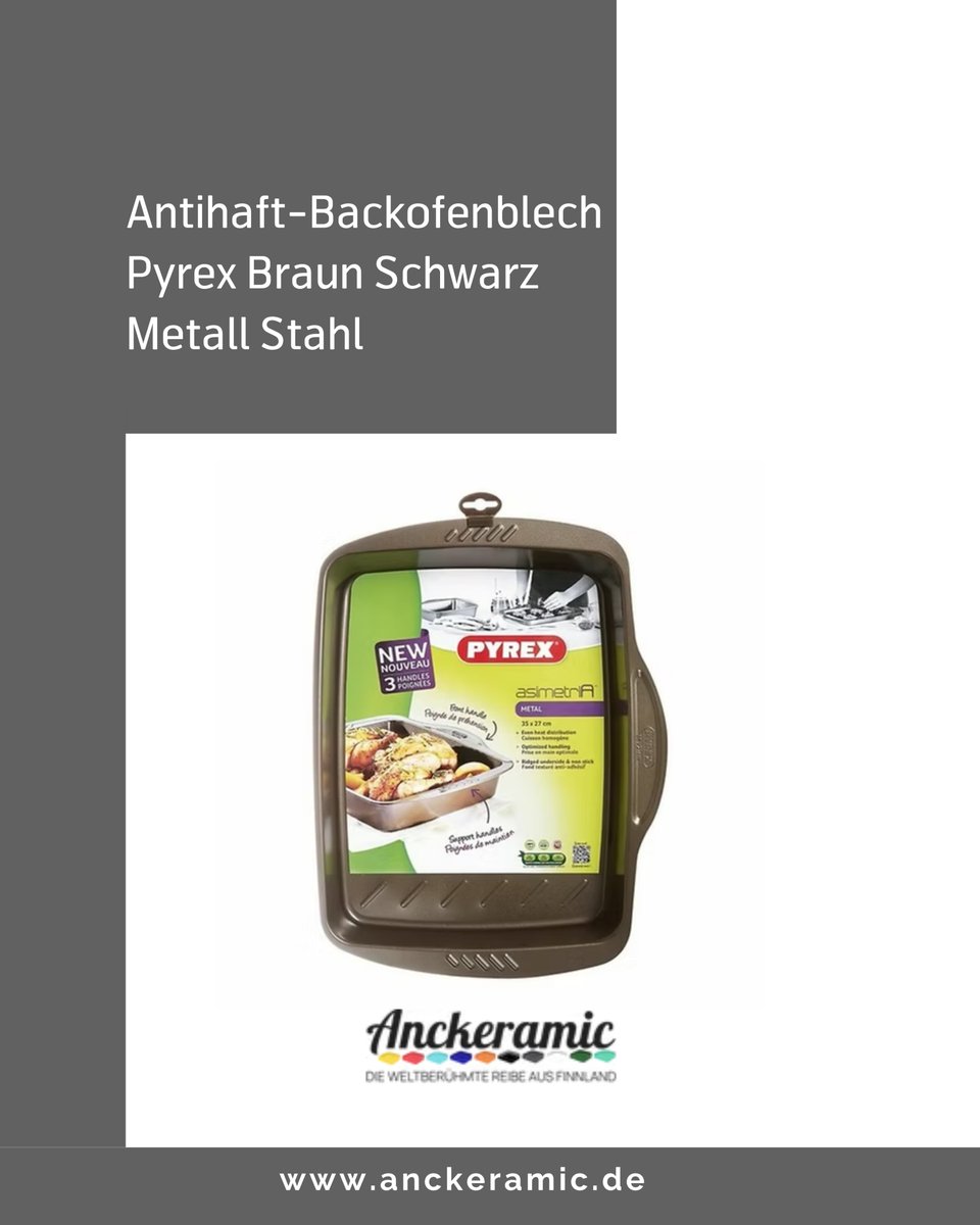 anckeramic's tweet image. Pyrex Antihaft-Backofenblech Braun/Schwarz | Premium Baking Essential — 

#pyrex #backofenblech #antihaft #backen #premiumküche #küchenutensilien

🛒 Order Now: anckeramic.de/product-page/a…  

📦 Fast Delivery | 💳 Secure Payment 🚀🔒