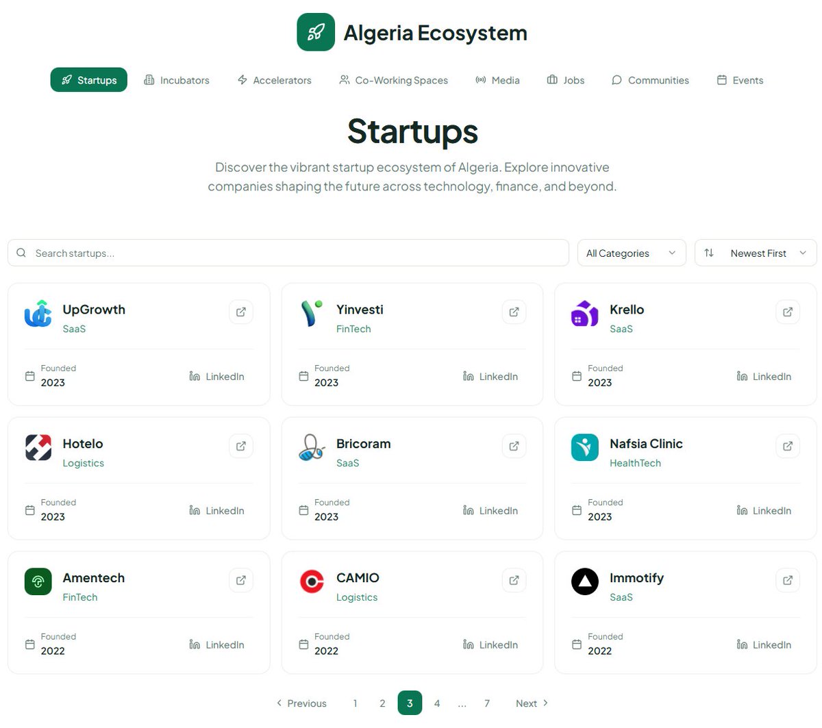 كنت أبحث دائما عن ستارتاب جزائرية أو حاضنة وأكتشف أن المعلومات مبعثرة.

لذلك أطلقت منصة تجمع كل ما يهم الـ ecosystem الجزائري في مكان واحد: startups, حاضنات, مساحات عمل, مجتمعات، فعاليات…

جرب المنصة: ecosystem.zegai.org

مفتوح المصدر: github.com/algeria-ecosys…