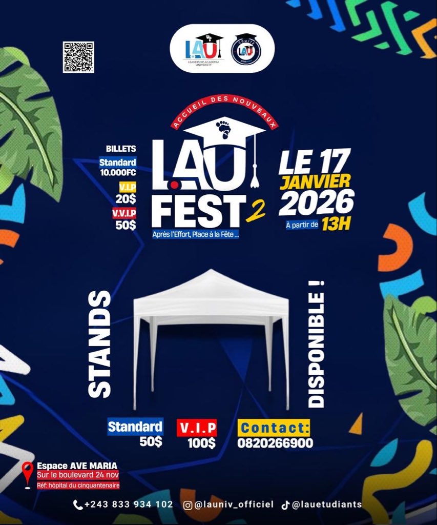 NOUS VOUS ANNONÇONS L’OUVERTURE OFFICIELLE DES RÉSERVATIONS DE STANDS ! 😍🎉

Tu veux exposer ta marque, vendre, te faire remarquer et profiter de la foule du LAU FEST 2 ?
*C’est le moment ou jamais !*

📩 Écris-nous dès maintenant pour réserver ton stand