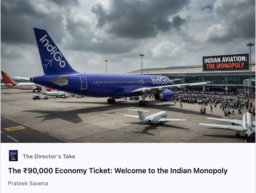 prateekmgm's tweet photo. We don't have an aviation "industry" anymore. We have a monopoly on wearing a trench coat. 

With IndiGo and the Tata Group controlling over 90% of the skies, the era of the "cheap flight" is dead.

Read the unfiltered truth.
https://t.co/atfWfugc3T

#IndianAviation #IndiGo #Monopoly #Business #Travel #Economy #Unfiltered
