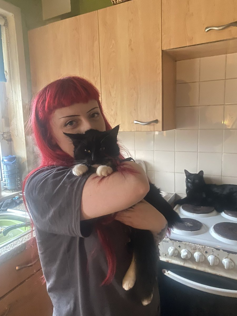 the only picture i got on christmas. wee cut looking puffy, bug cat trying to get all the heat from the oven