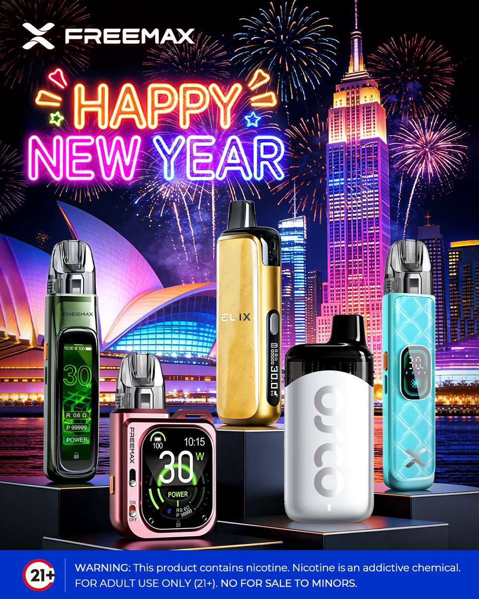 Freemaxvape's tweet photo. โจ Happy New Year! โจ
Thank you for being with us every step of the way.
Hereโs to a brighter, bolder, and better year ahead โ together ๐ฅ
.
.
.
.
.
โ ๏ธ Warning: This product contains nicotine. Nicotine is an addictive chemical.
๐ Must be 21+.
-
#freemaxvape #happynewyear https://t.co/AtCSv2NrR5