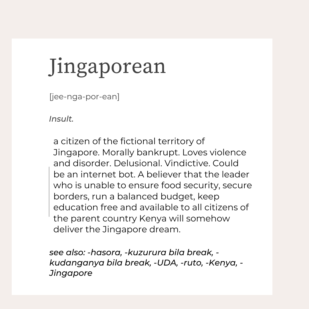 GatwiriEB's tweet photo. Singapore ❌
Jingapore! ✅

Singaporean ❌
Jingaporean ✅

#rutomustgo https://t.co/Tzjq2AIyHp