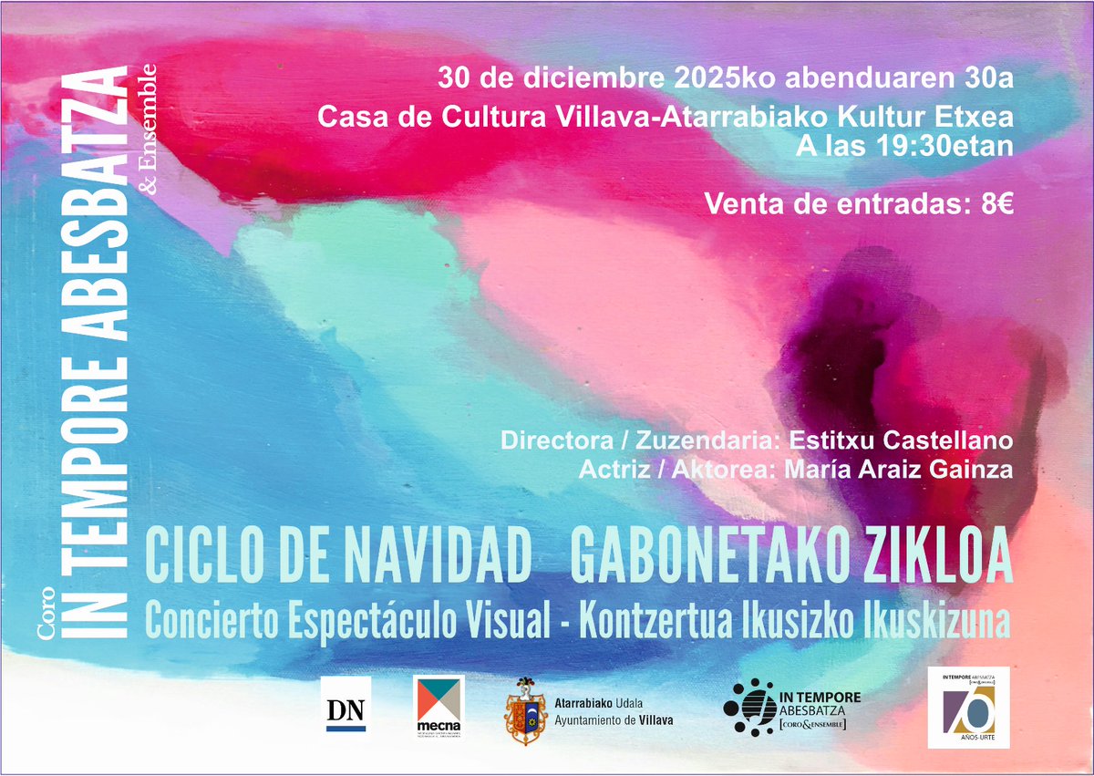 ¡¡Entradas agotadas!!
¡¡ Sarrerak agortuta!!
🎹🎻🪈🎶🎶🎼🎼❤️❤️
🎄🎄