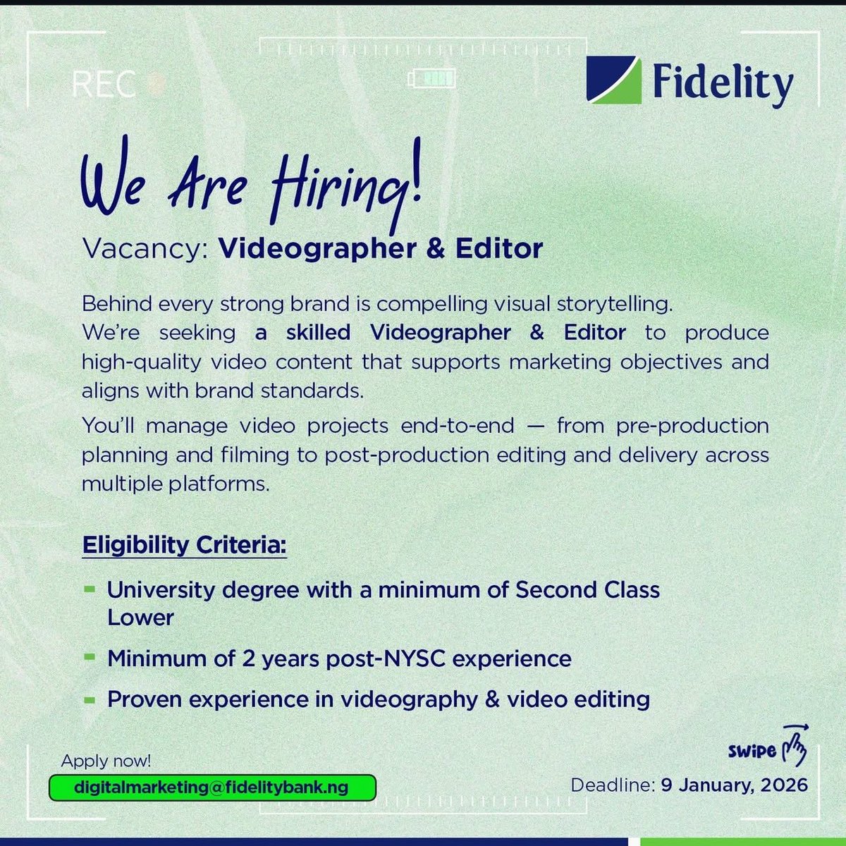 Fidelity Bank is hiring.