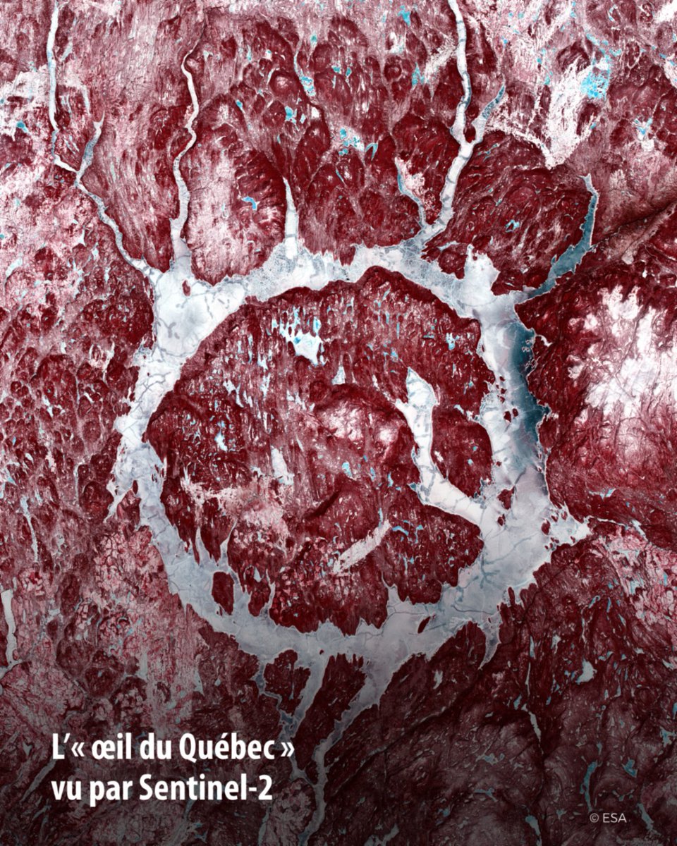 TrustMyScience's tweet image. Ce disque presque parfait est le cratère de Manicouagan, au Québec, formé il y a environ 214 millions d’années par l’impact d’un astéroïde d’environ 5 km de diamètre.