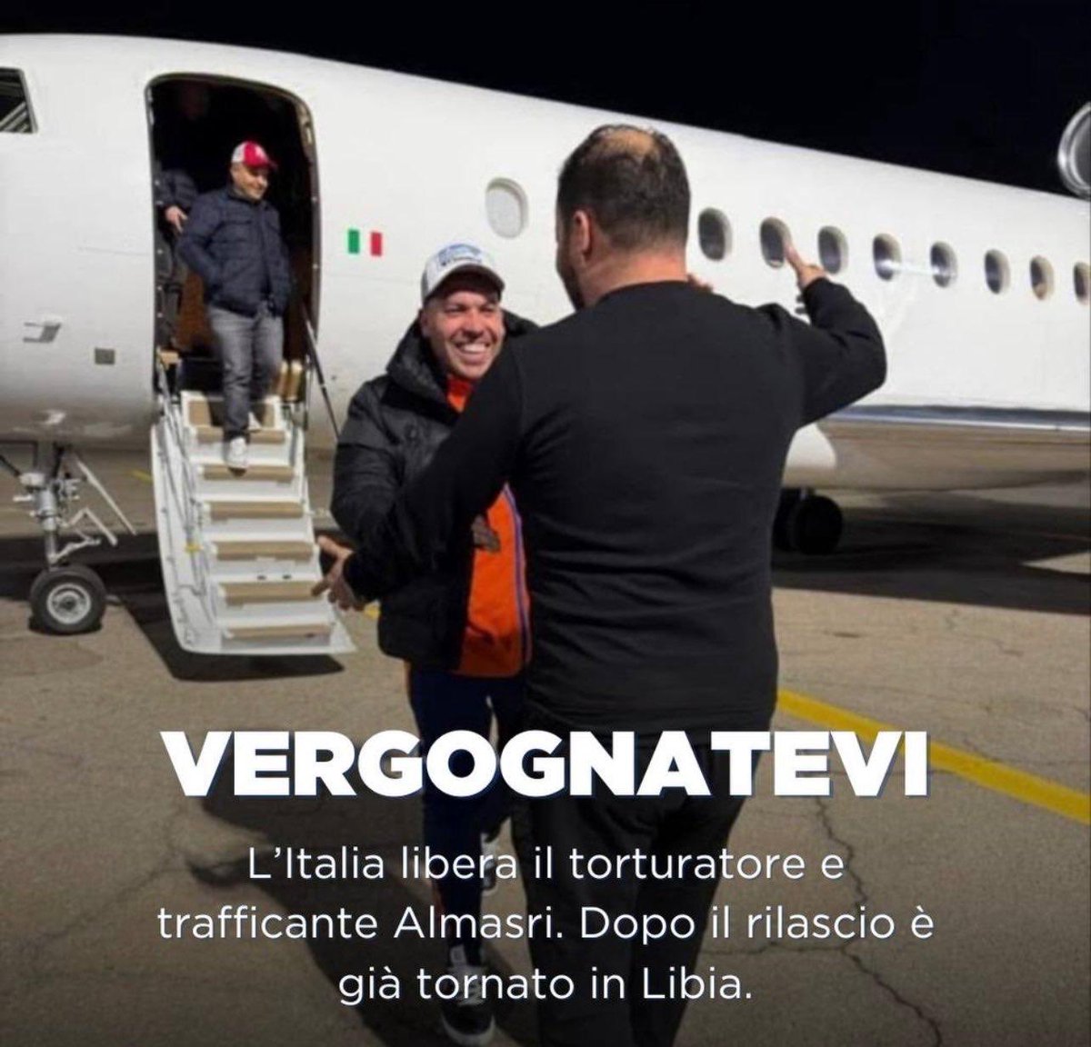 rulajebreal's tweet image. Il governo Meloni ha fatto fuggire il pedofilo Al Masri su un volo di Stato e ha permesso all'aereo del macellaio di Gaza Netanyahu di attraversare il proprio spazio aereo, nonostante il mandato di arresto emesso dalla Corte penale internazionale.
Patrioti complici del GENOCIDIO.