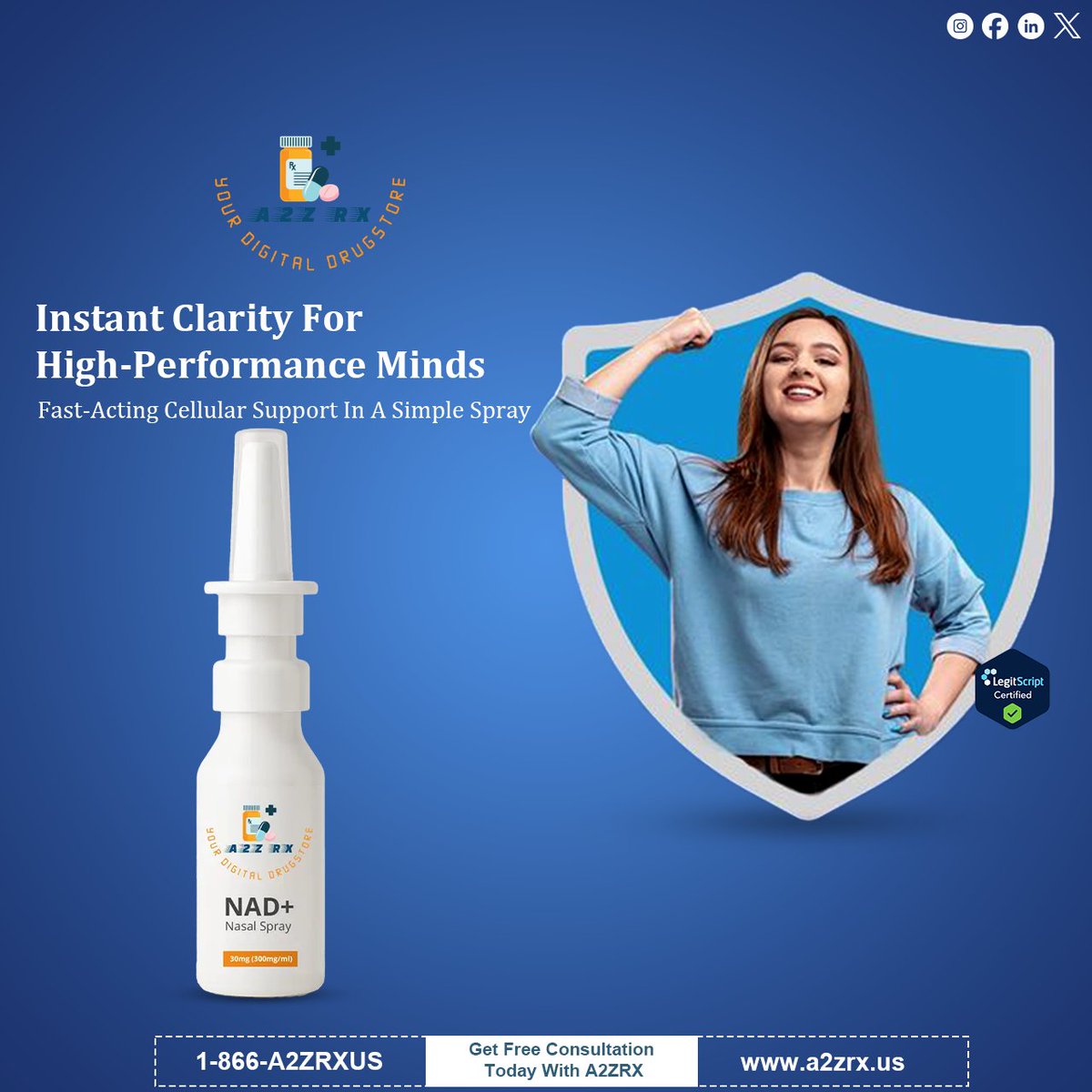 a2zrxus's tweet photo. Boost mental clarity and cellular energy with fast-acting NAD+ nasal spray.
.
Get your free consultation today at: https://t.co/mVdXCgu877
.
#A2ZRX #NADPlus #NADNasalSpray #BrainHealth #MentalClarity #CellularEnergy #CognitiveSupport #WellnessInnovation #AntiAgingSupport https://t.co/2wvApDNMCx
